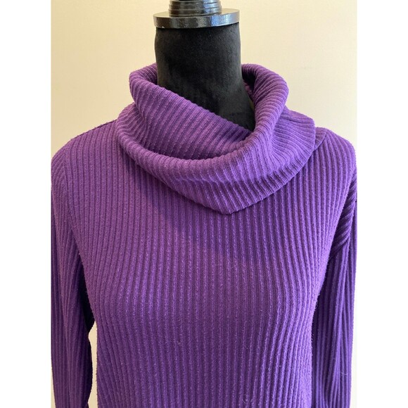 Liz Claiborne Womens Sweater Plus Sz XL Turtleneck Plum Purple Ribbed Fuzzy Knit - Picture 3 of 12